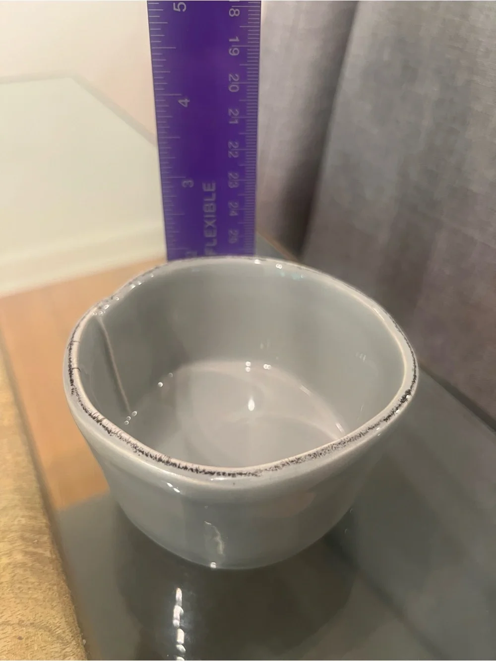 Vietri Italy Grey Ceramic Decorative Bowl with Distressed Rim